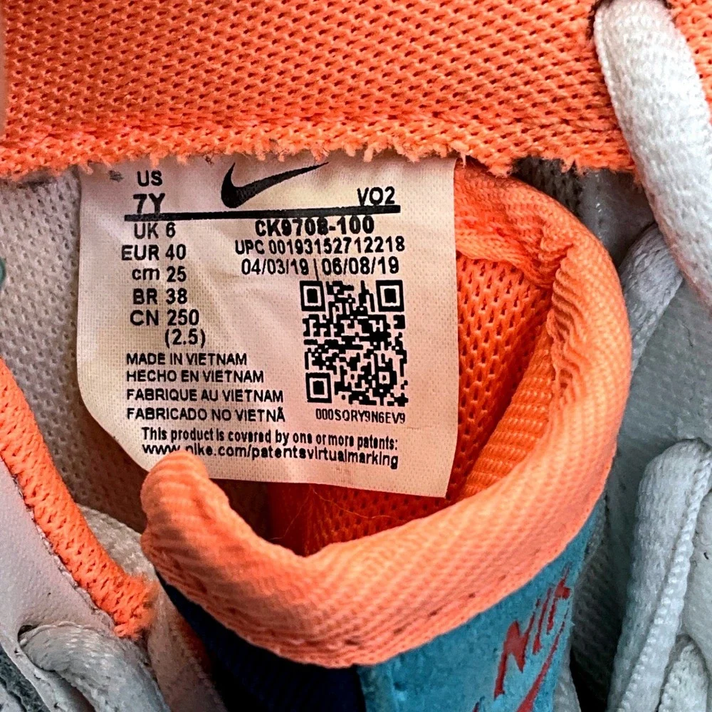 Nike Air Force 1 Low‎ Swoosh Chain White Navy Orange Youth Size 7Y Sneakers